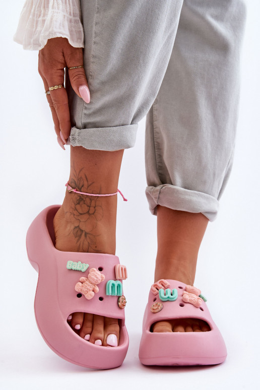 Chaussons Lorie rose clair avec de...