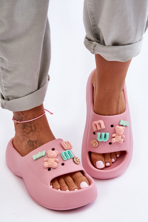 Chaussons Lorie rose clair avec de...