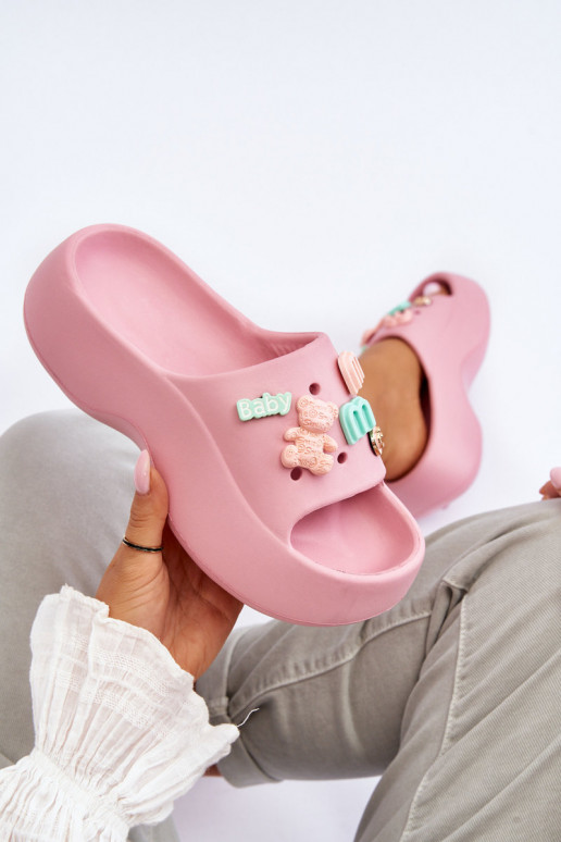 Chaussons Lorie rose clair avec de...