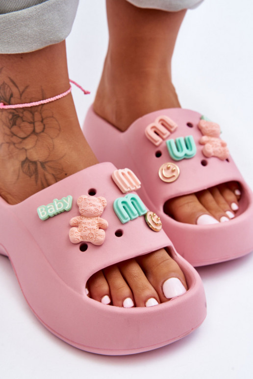 Chaussons Lorie rose clair avec de...