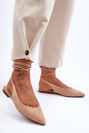 Lilly Ann - Ballerines à lacets en daim - Beige