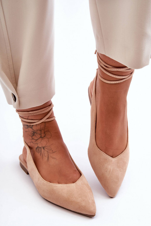Lilly Ann - Ballerines à lacets en daim - Beige