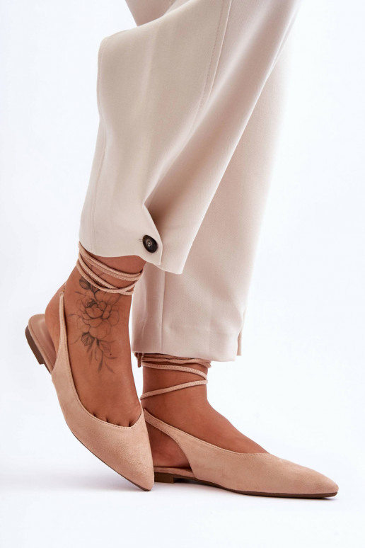 Lilly Ann - Ballerines à lacets en daim - Beige