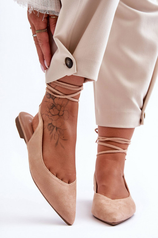 Lilly Ann - Ballerines à lacets en daim - Beige