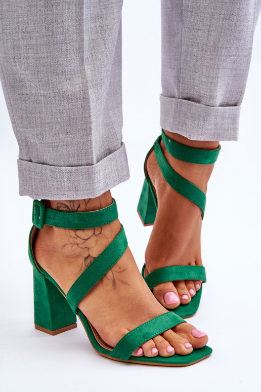 Chaussures élégantes à talons hauts en daim de couleur verte Lanes