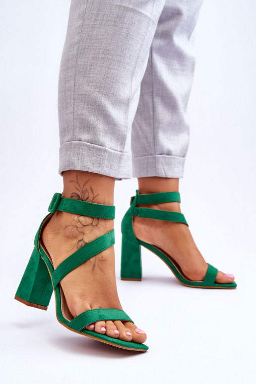 Chaussures élégantes à talons hauts en daim de couleur verte Lanes