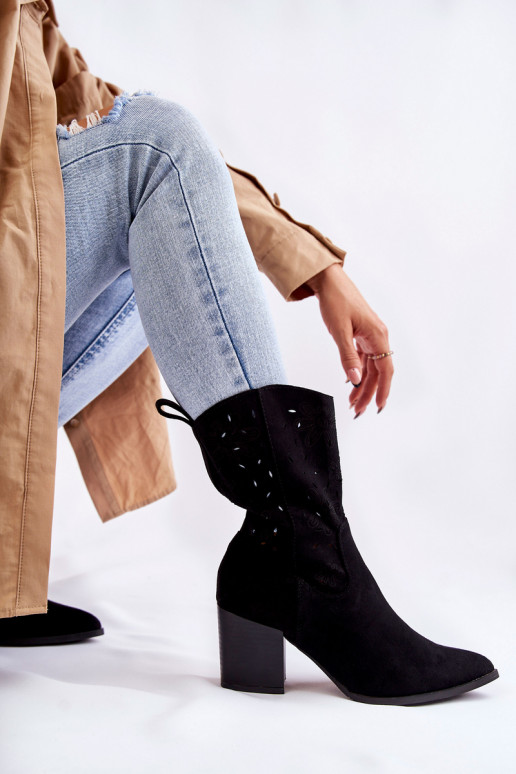 bottes cowboy en daim noir Ariane