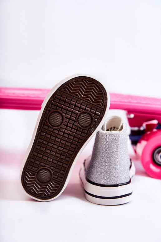 Baskets en cuir argenté Catrina