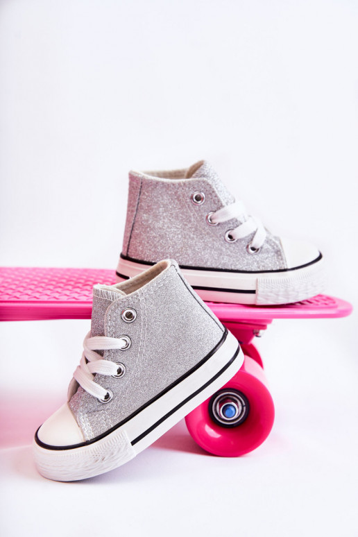 Catrina zilverkleurige leren sneakers Catrina zilverkleurige leren sneakers