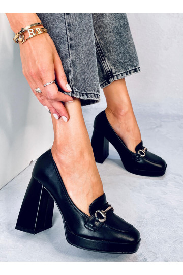 Een stijlvolle schoen met dikke hak in de kleur zwart ALBERS BLACK
