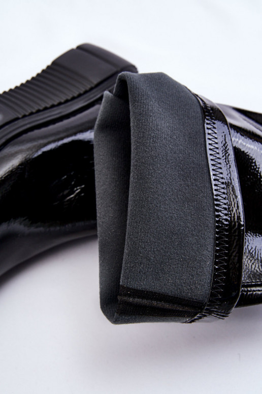 Chaussures longues à plateforme de couleur noire avec effet laqué Spectrum