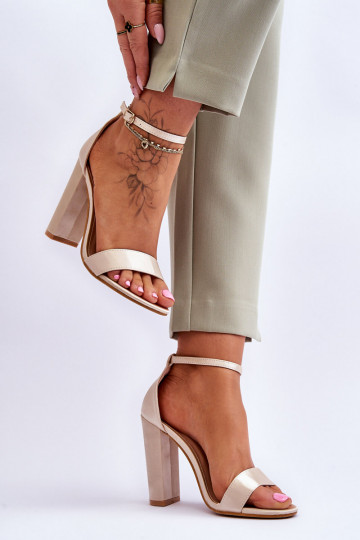 Sandales en matière satinée à talons de couleur beige Linsy 2