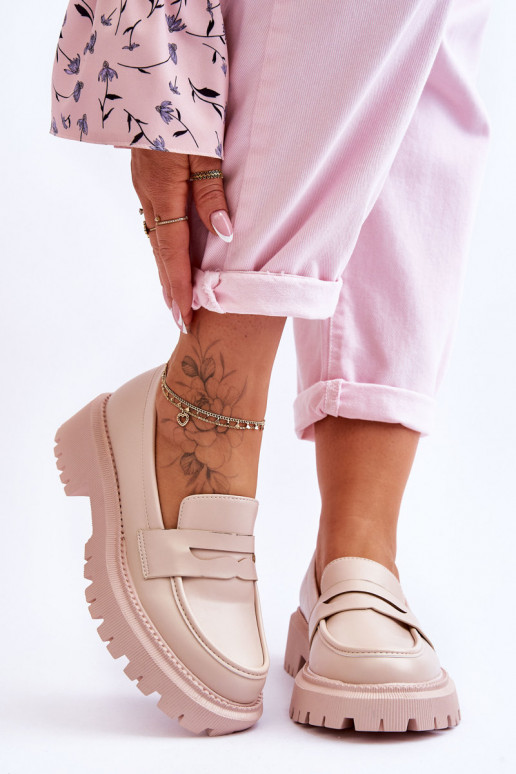 Mocassins met enorm platform in beige... Mocassins met enorm platform in beige...