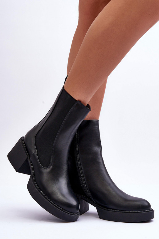 bottes élégantes à talon large en noir Ironna