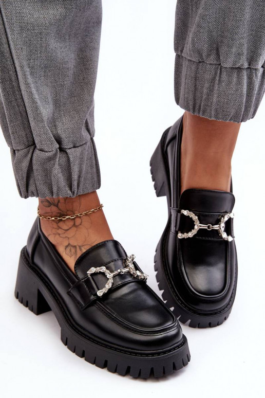 Mocassins à talon large en noir Lemmitty Mocassins à talon large en noir Lemmitty