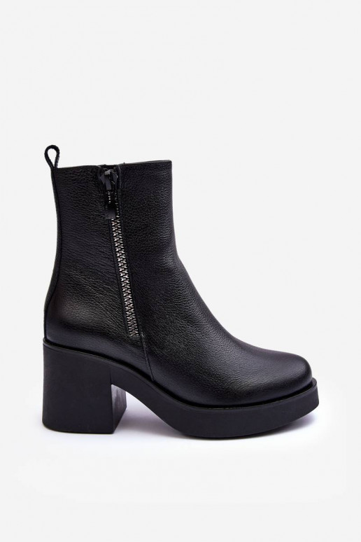 Bottines à talon large en noir