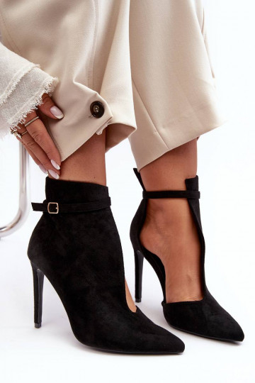 Chaussures en daim à talons fins de couleur noire Amalundi 2