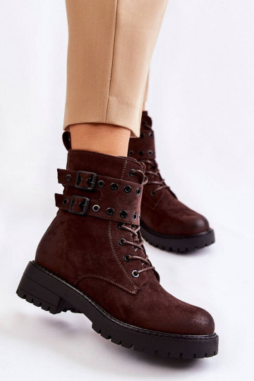 Bottines en daim de couleur marron Silvor