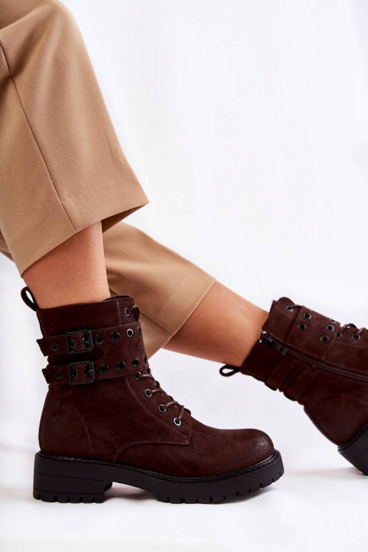 Bottines en daim de couleur marron Silvor