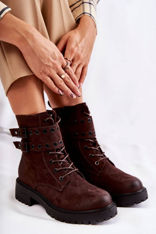 Bottines en daim de couleur marron Silvor