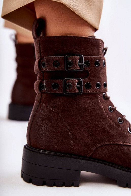 Bottines en daim de couleur marron Silvor