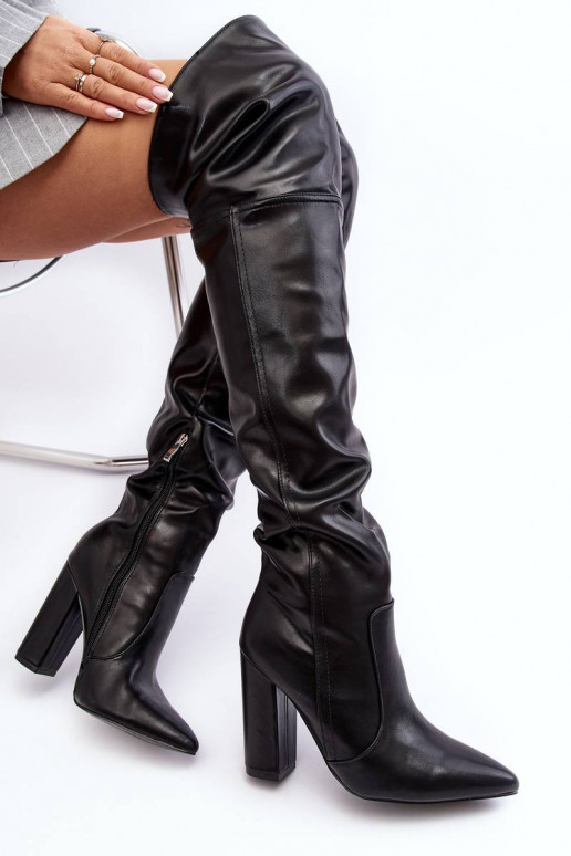 Cuissardes à talons hauts noires par Jane