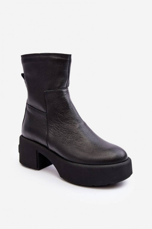 Bottines à talon bas de couleur noire Lemar Volavola