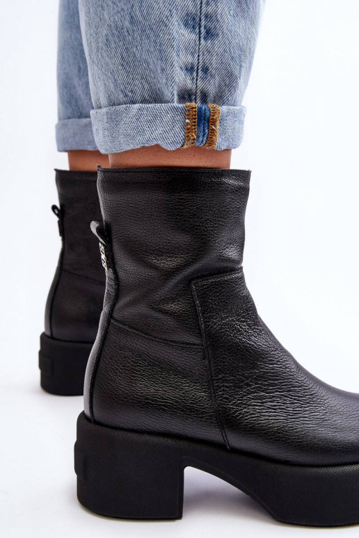 Bottines à talon bas de couleur noire Lemar Volavola