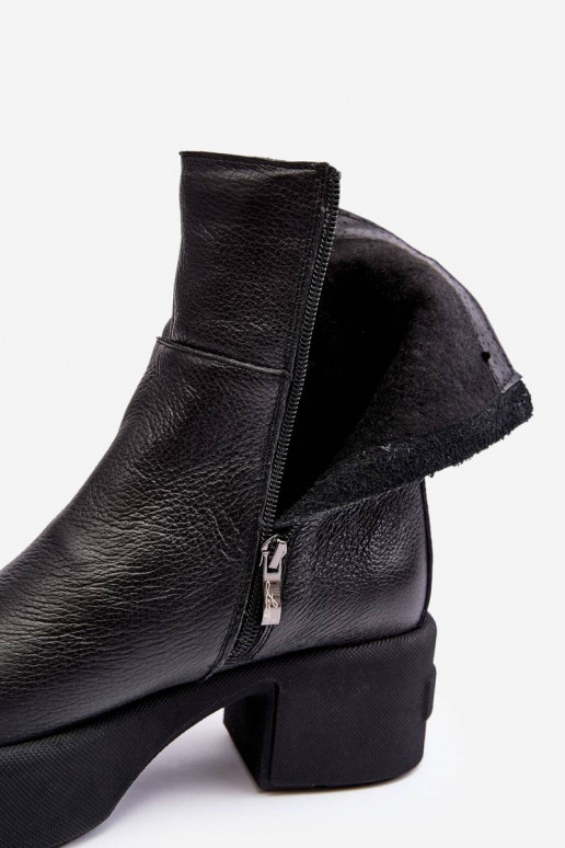 Bottines à talon bas de couleur noire Lemar Volavola