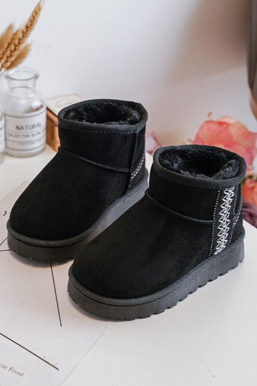 Bottes de neige pour enfants réchauffées de couleur noire Leonora