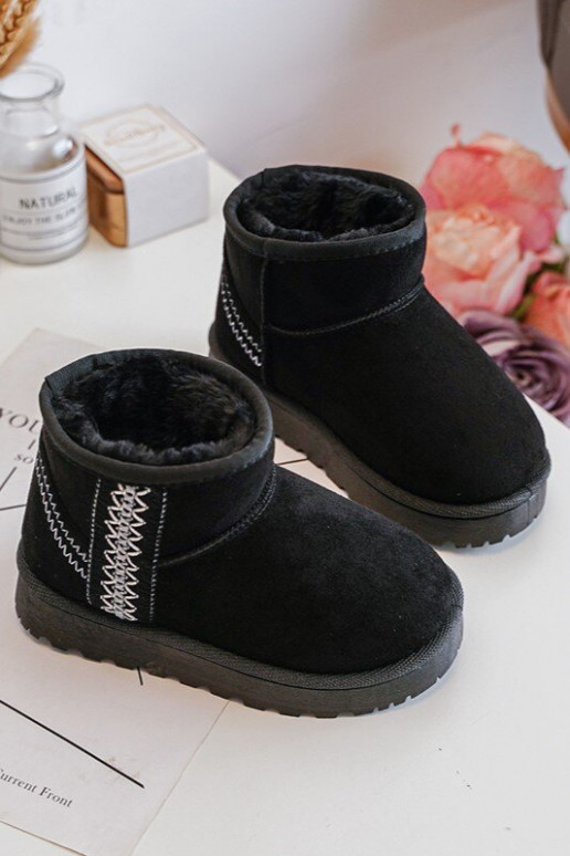 Bottes de neige pour enfants réchauffées de couleur noire Leonora