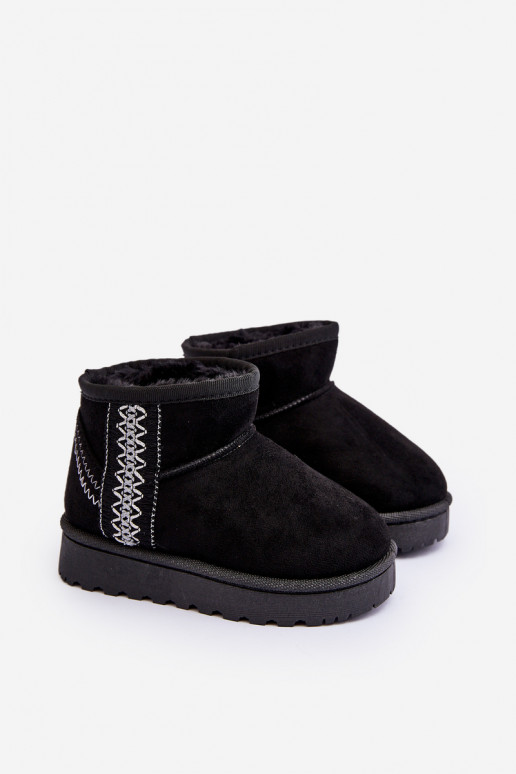 Bottes de neige pour enfants réchauffées de couleur noire Leonora