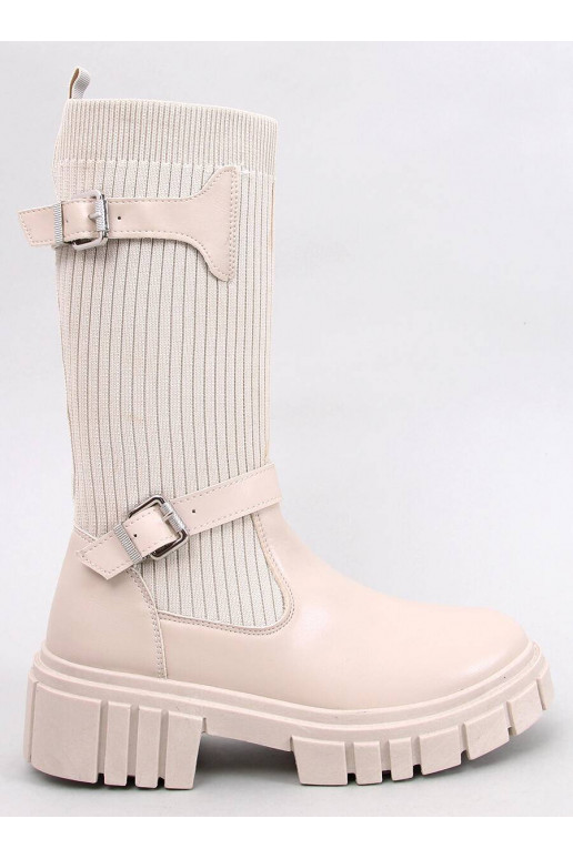 Bottines longues couleur beige RHEA... Bottines longues couleur beige RHEA...