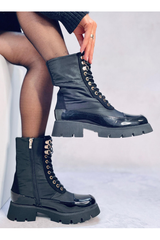 Bottines à lacets de couleur noire MERCED BLACK