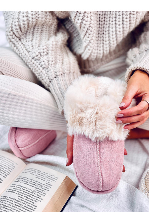Chaussons avec fourrure couleur rose OTTEYS
