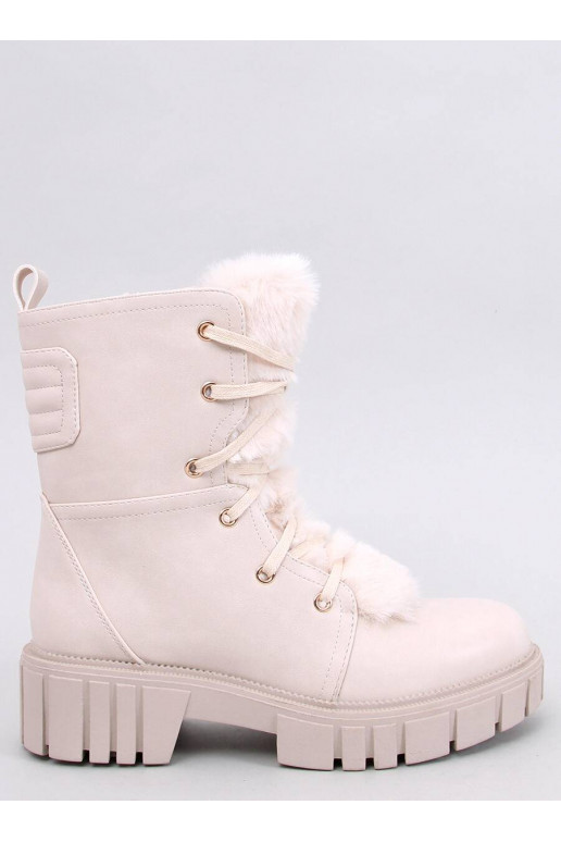 MELVIN BEIGE Schnürstiefel mit Fell