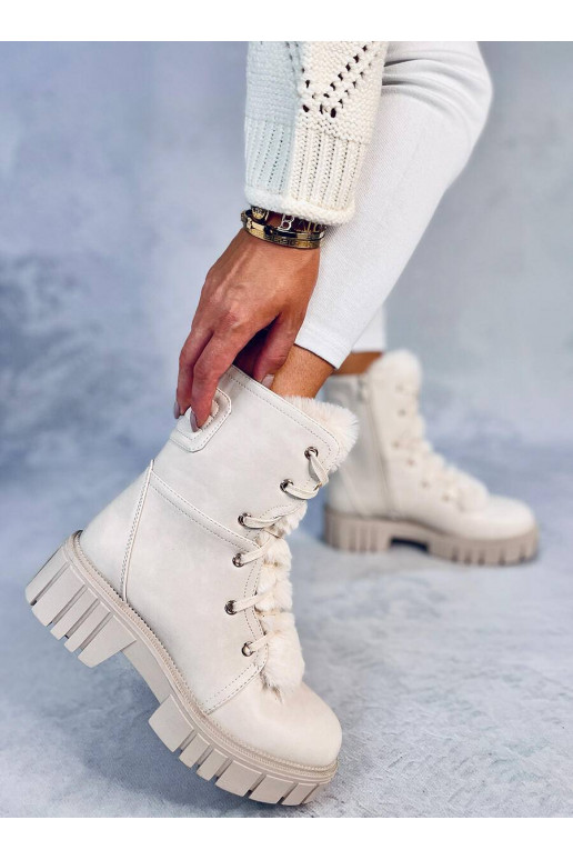 Bottines à lacets MELVIN BEIGE avec fourrure