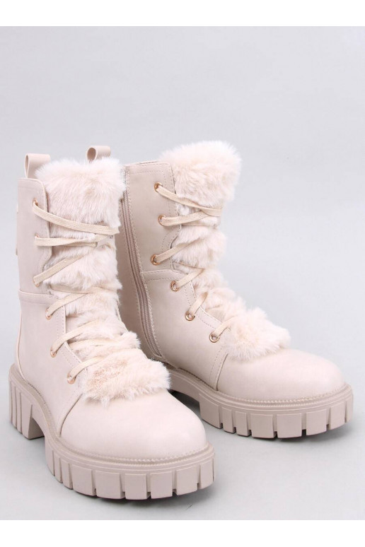Bottines à lacets MELVIN BEIGE avec fourrure