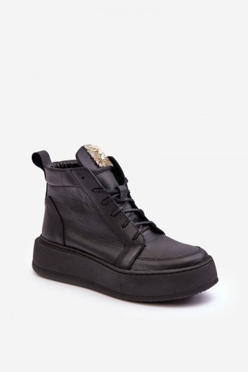 Bottines à lacets de couleur noire Nicole 2