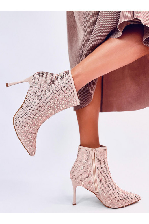 Bottines à talons fins avec cristaux DEMISH CHAMPAGNE