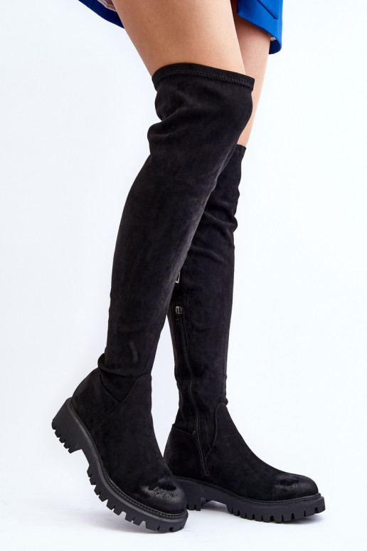 Cuissardes à talons larges noires La.Fi