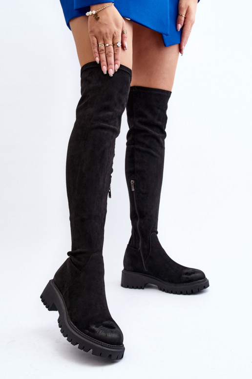 Cuissardes à talons larges noires La.Fi