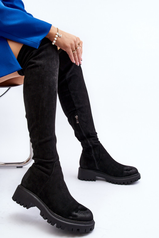 Cuissardes à talons larges noires La.Fi