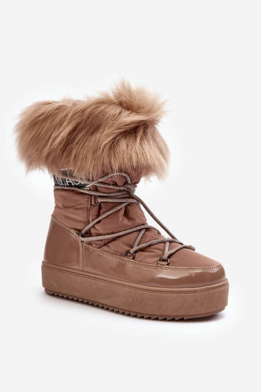 Schneestiefel mit Schnürsenkel beige... Schneestiefel mit Schnürsenkel beige...