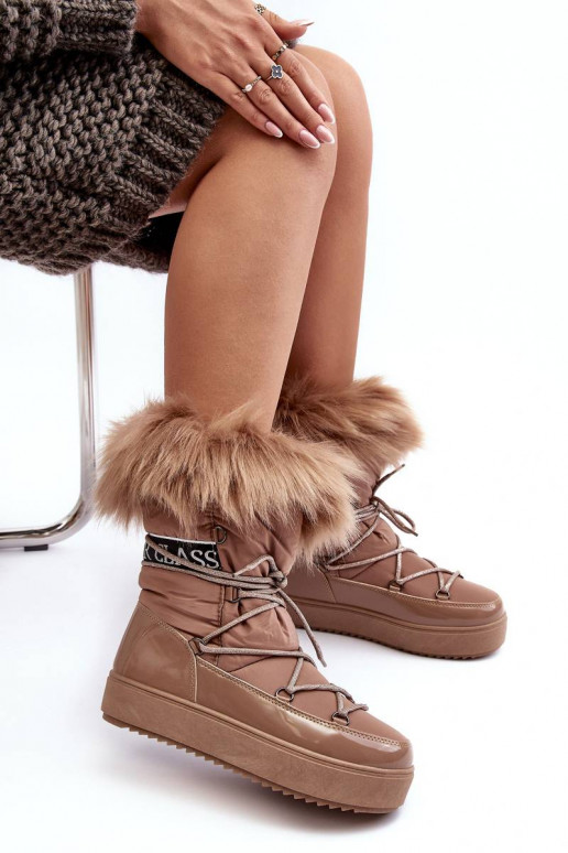 Schneestiefel mit Schnürsenkel beige... Schneestiefel mit Schnürsenkel beige...