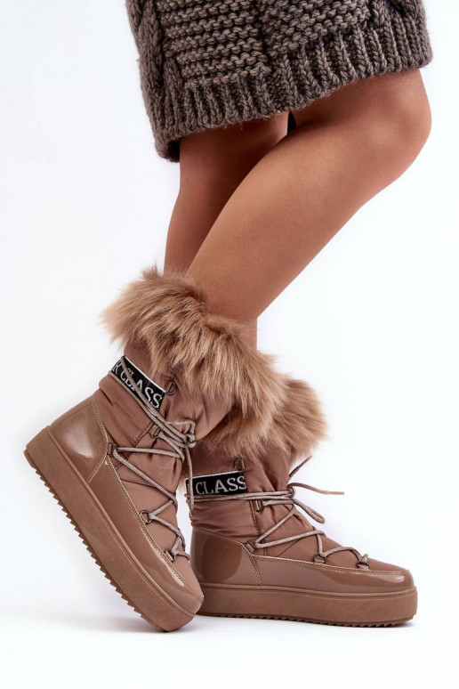 Schneestiefel mit Schnürsenkel beige... Schneestiefel mit Schnürsenkel beige...