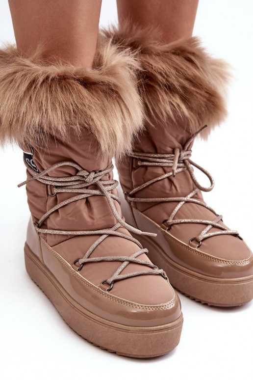 Snowboots met veters beige Santero Snowboots met veters beige Santero