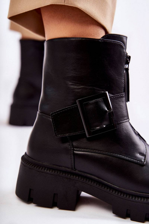 Warme Stiefel mit Reißverschlüssen in Schwarz Torey