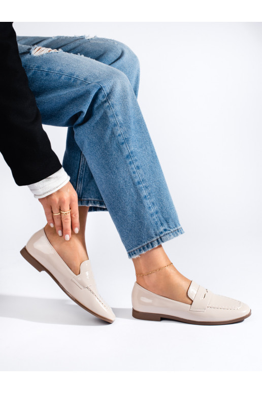 Mocassins femme laqués beige Shelovet