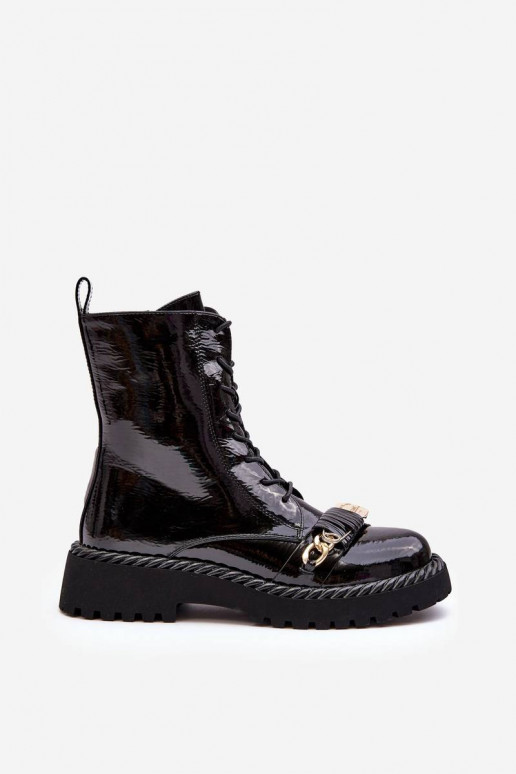 Bottines laquées avec ornements en noir S.Barski